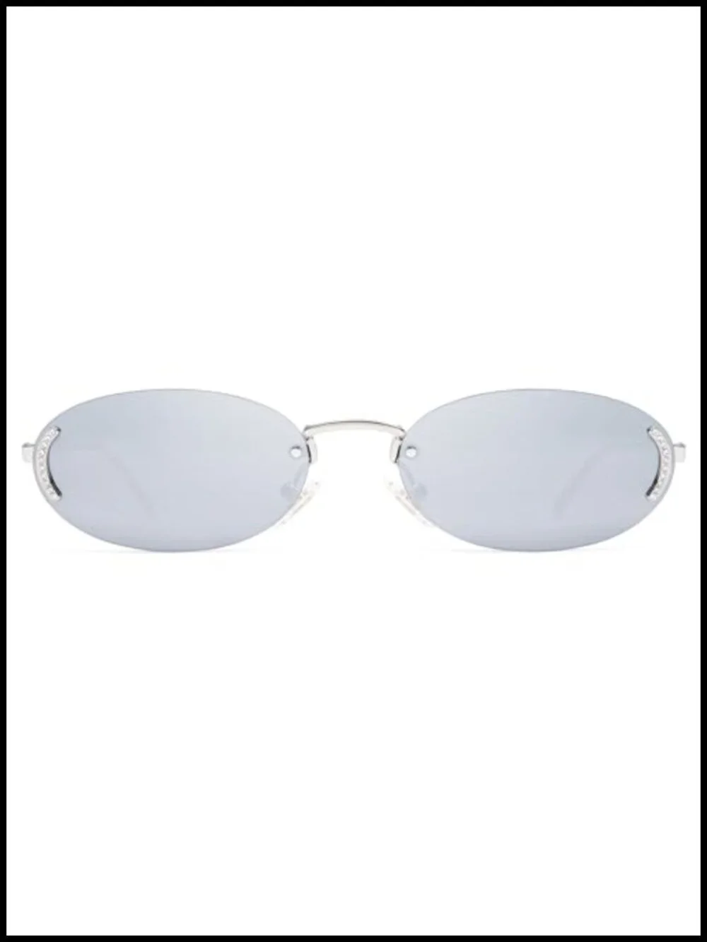 Trendy Oval Rimless Sunglasses with Rhinestones UV400 Protection